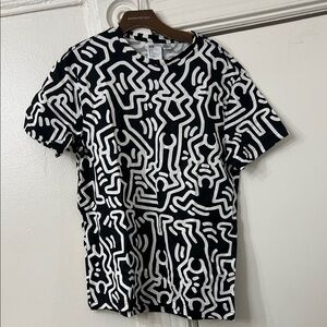 H&M Black and White Abstract Keith Haring Men's Tee